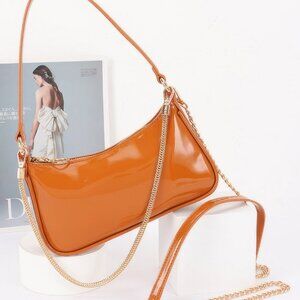 Patent Vegan Leather Chain Shoulder Bag